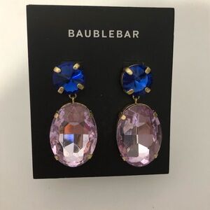 BaubleBar Blue And Pink Rose Crystal Drop Maximalist Statement Earrings